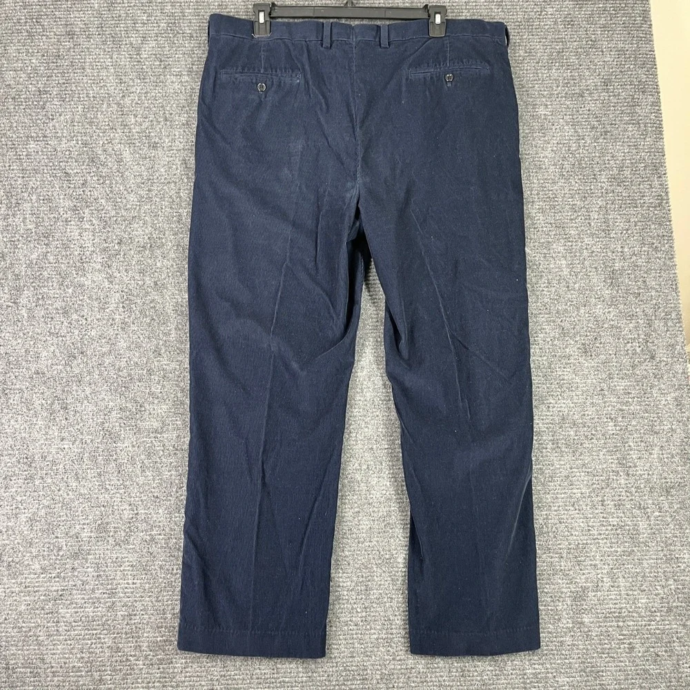 Lands End Traditional Fit Corduroy Pants Trousers Flat Front Navy Blue 42‎ Mens
